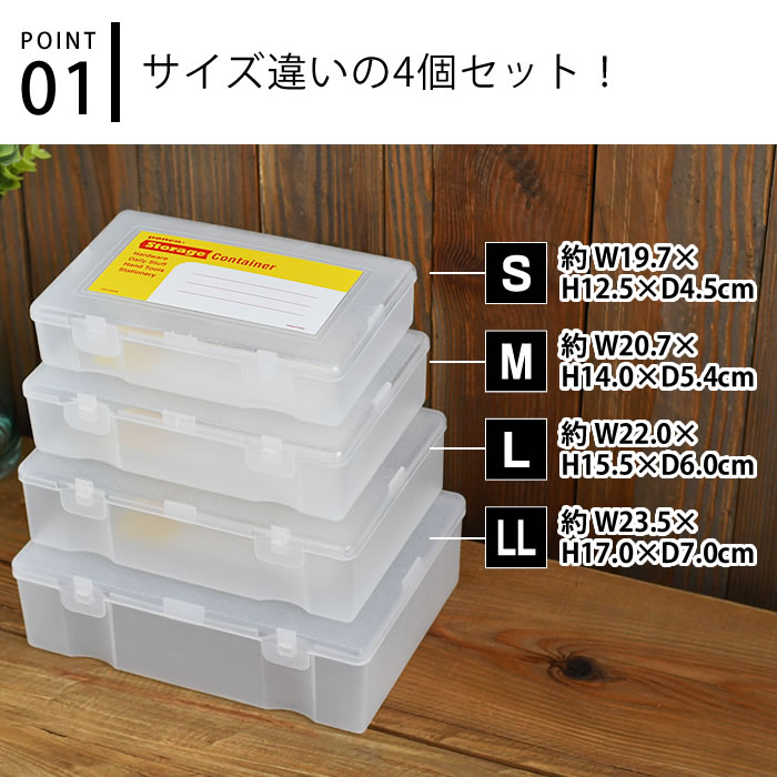 penco ペンコ ストレージコンテナー 4Pセット ハイタイド HIGHTIDE 収納 ボックス ふた付き 入れ子式 釣り かわいい 工具箱 おしゃれ シンプル コンパクト 小物入れ カラフル 整理 丈夫 文房具 プラスチック 頑丈 積み重ね carro-10015118 carro(デザイン雑貨カロ) サンプル画像3