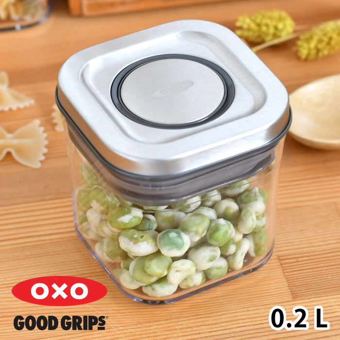 【11月25日はポイント最大10倍祭！】保存容器 密閉 OXO オクソー ステンレスポップコンテナ ミニスクエア ミニ 0.2L 保存容器 おしゃれ スクエア 食洗機 シンプル 収納 整理 クリア スタッキング 積み重ね 200ml ギフト プレゼント キッチン ステンレス シリーズ