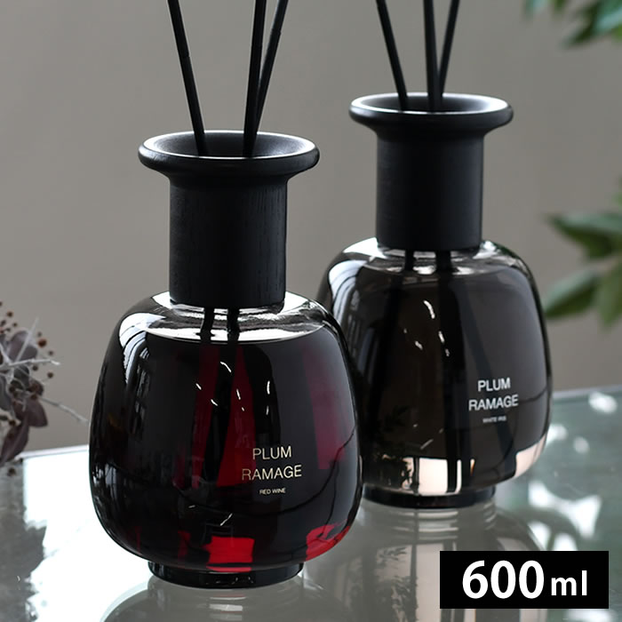ディフューザー おしゃれ プラムラマージュ 600ml ルームフレグランス 長持ち リードディフューザー インテリア ガラスボトル 高級感 ギフト シンプル 6ヶ月 リード 組み立て式 連結 プレゼント 大容量 オシャレ