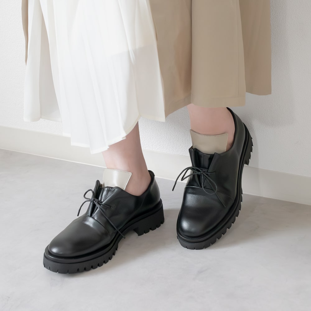 楽天CARROTLE BOHEMIEN [ボヘミアン]バイカラーオックスフォードシューズ4A AL06 3 BLACK ブラック本革 / インポート / レザー / ローヒール / シンプル / モード /