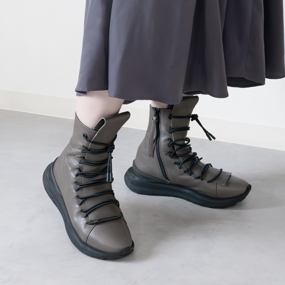 PURO [プーロ]シックタンスニーカーライクショートブーツ5A 2099 / グレー BIG CHANGER RUNNER W本革 /..