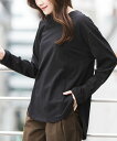 天竺ラウンドヘムロンTシャツ /綿/トップス/長袖/無地/ゆったり/レディース 送料無料 大人可愛い M-L LL-3L 4L-5L(4)