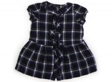 べべ BeBe ワンピース 90 女の子 濃紺系チェック、ダイヤカットボタン 子供服 ベビー服 キッズ アウト..