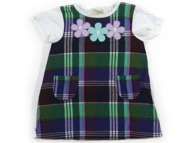 トロワラパン troislapins チュニック 80 女の子 紺、茶、チェック柄 子供服 ベビー服 キッズ アウトレット ユーズド 【中古】キッズ・ベビー・マタニティ