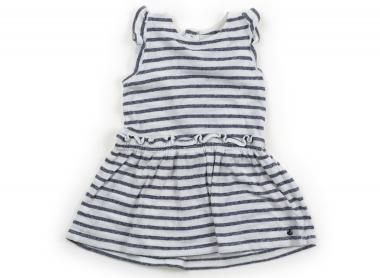 プチバトー PETIT BATEAU ワンピース 80 女の子 オフホワイト・ネイビーボーダー 子供服 ベビー服 キッズ アウトレット ユーズド 【中古】キッズ・ベビー・マタニティ