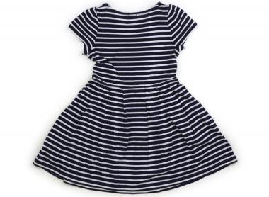 メゾピアノ mezzo piano ワンピース 140 女の子 紺白ボーダー、花、ラインストーン 子供服 ベビー服 キッズ アウトレット ユーズド 【中古】キッズ・ベビー・マタニティ
