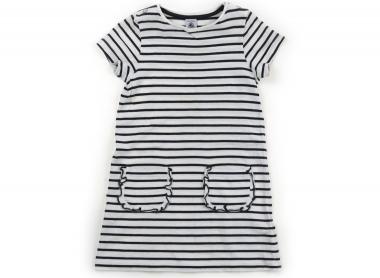 プチバトー PETIT BATEAU ワンピース 110 女の子 ホワイト・ネイビー・ボーダー 子供服 ベビー服 キッズ アウトレット ユーズド 【中古】キッズ・ベビー・マタニティ