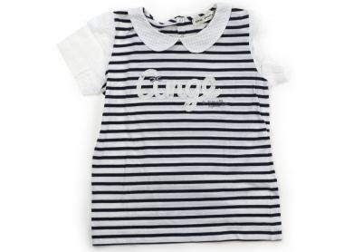 Rakuten - ポンポネット pom ponette Tシャツ・カットソー 160 女の子 ネイビー　オフホワイト　ボーダー 子供服 ベビー服 キッズ アウトレット ユーズド 【中古】キッズ・ベビー・マタニティ
