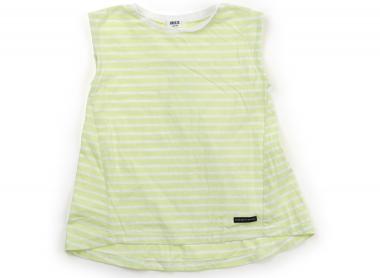 ブリーズ BREEZE Tシャツ・カットソー 120 女の子 黄緑　オフホワイト　ボーダー 子供服 ベビー服 キッズ アウトレット ユーズド 【中古】キッズ・ベビー・マタニティ