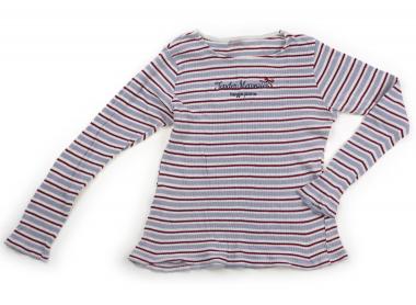 メゾピアノ mezzo piano Tシャツ・カットソー 150 女の子 ラベンダーグレー・ボルドーボーダー 子供服 ベビー服 キッズ アウトレット ユーズド 【中古】キッズ・ベビー・マタニティ