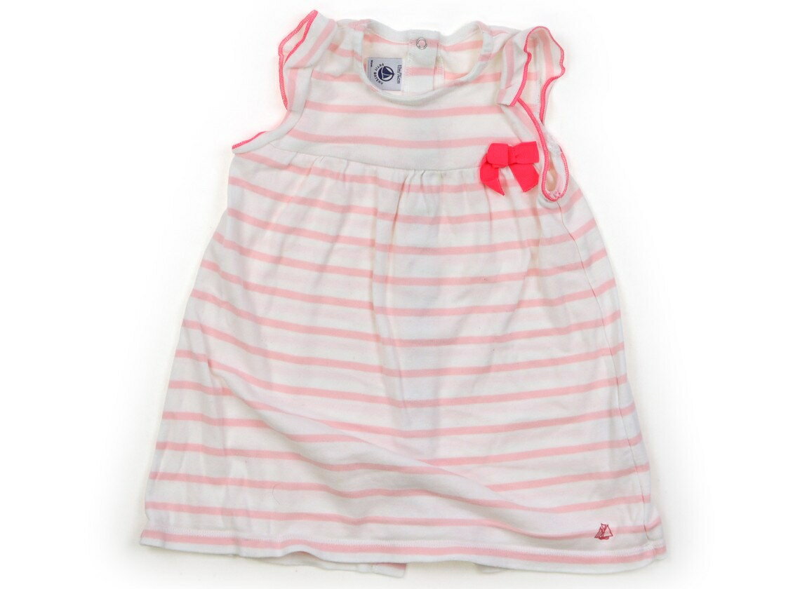 プチバトー PETIT BATEAU ワンピース 70 女の子 白×ピンク 子供服 ベビー服 キッズ アウトレット ユーズド 【中古】キッズ・ベビー・マタニティ