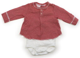 プチバトー PETIT BATEAU ロンパース 60 女の子 赤チェック、白 子供服 ベビー服 キッズ アウトレット ユーズド 【中古】キッズ・ベビー・マタニティ