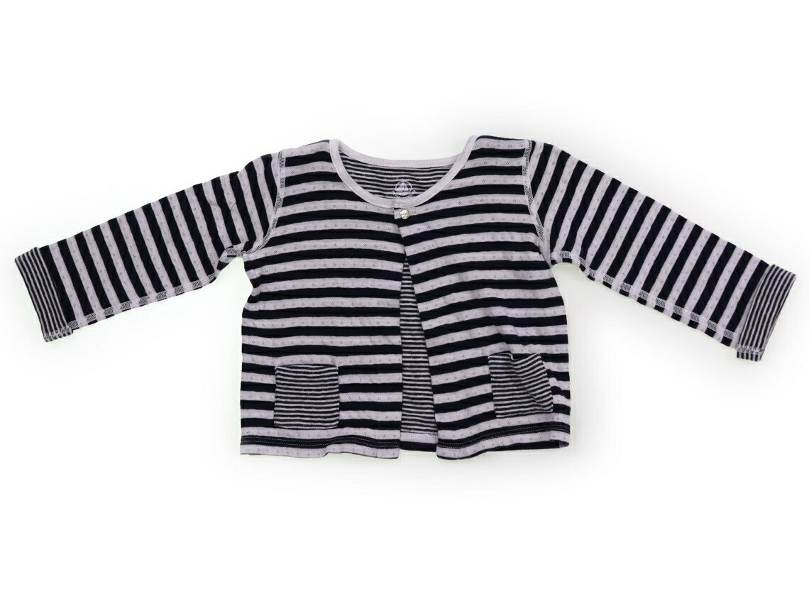 プチバトー PETIT BATEAU カーディガン 80 女の子 ネイビー・ホワイト・ボーダー 子供服 ベビー服 キッズ アウトレット ユーズド 【中古】キッズ・ベビー・マタニティ