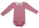 プチバトー PETIT BATEAU ロンパース 80 女の子 ボーダー、ピンク×白 子供服 ベビー服 キッズ アウトレット ユーズド 【中古】キッズ・ベビー・マタニティ