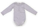 プチバトー PETIT BATEAU ロンパース 80 男の子 薄グレー×白・ボーダー 子供服 ベビー服 キッズ アウトレット ユーズド 【中古】キッズ・ベビー...