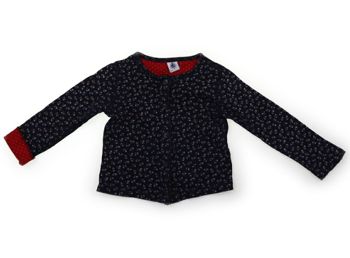 プチバトー PETIT BATEAU カーディガン 80 女の子 ダークネイビー　花柄 子供服 ベビー服 キッズ アウトレット ユーズド 【中古】キッズ・ベビー・マタニティ