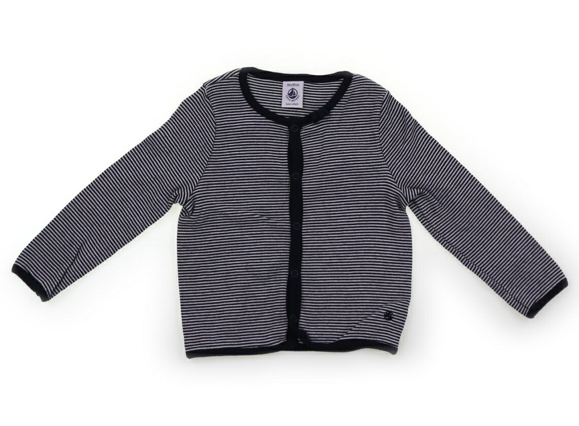 プチバトー PETIT BATEAU カーディガン 80 女の子 紺、ボーダー、リボン 子供服 ベビー服 キッズ アウトレット ユーズド 【中古】キッズ・ベビー・マタニティ