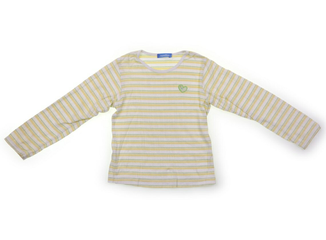 ファミリア familiar Tシャツ・カットソー 120 女の子 クリームボーダー・グリーン・花 子供服 ベビー服 キッズ アウトレット ユーズド 【中古】キッズ・ベビー・マタニティ