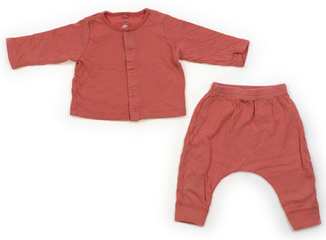 プチバトー PETIT BATEAU 上下セット 60 男の子 サーモンピンク 子供服 ベビー服 キッズ アウトレット ユーズド 【中古】キッズ・ベビー・マタニティ