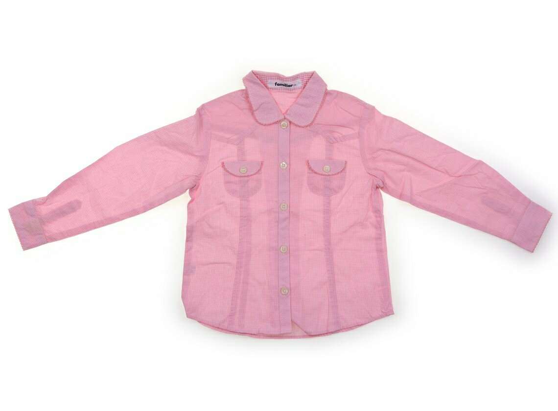 ファミリア familiar シャツ・ブラウス 110 女の子 ピンク白チェック 子供服 ベビー服 キッズ アウトレット ユーズド 【中古】キッズ・ベビー・マタニティ