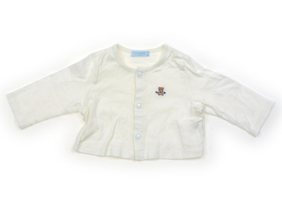 ミキハウス miki HOUSE カーディガン 70 男の子 白・青・くま 子供服 ベビー服 キッズ アウトレット ユーズド 【中古】キッズ・ベビー・マタニティ