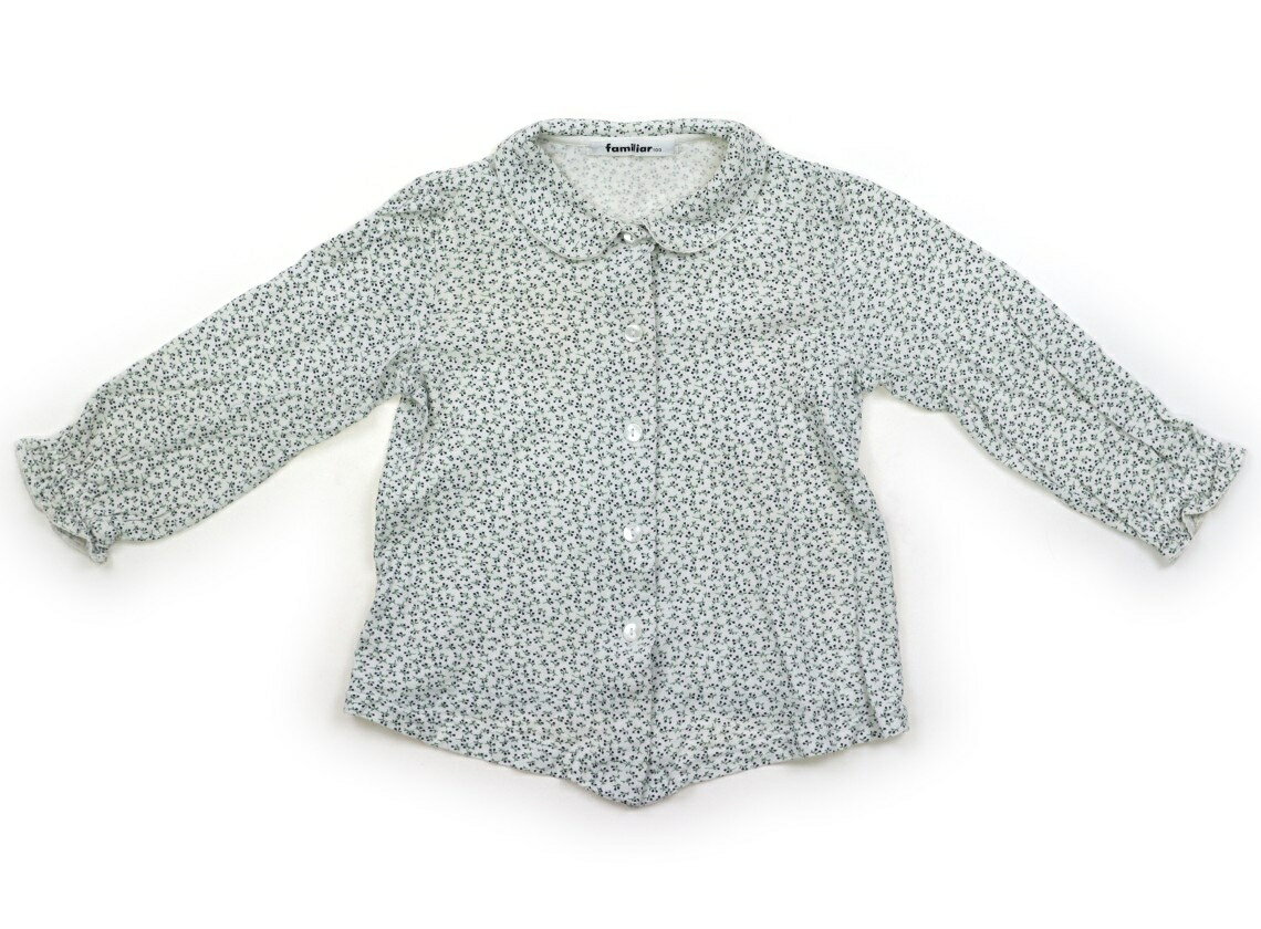 ファミリア familiar シャツ・ブラウス 100 女の子 白、青系花柄 子供服 ベビー服 キッズ アウトレット..