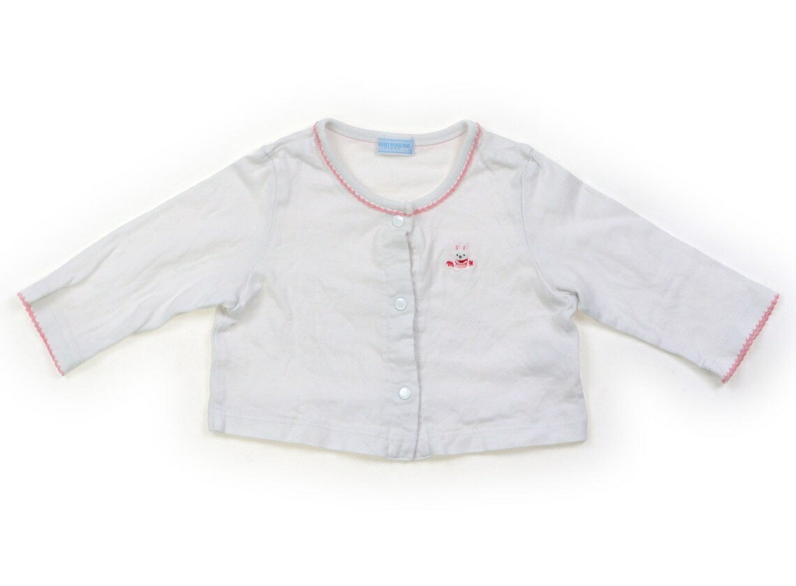 　ブランド 　miki HOUSE(ミキハウス) 　カテゴリー 　カーディガン 　サイズ 　70サイズ 　色 　白、ピンク 　状態 　★★★ 　記名 　なし 　ジャンル 　Girl カットソー素材。ボタンはスナップです。少し毛羽立ちやヨレがありますが、目立つ汚れはなくまだまだお使いいただけそうです。 ＊【状態】【サイズ】に関しての詳しい説明はこちら