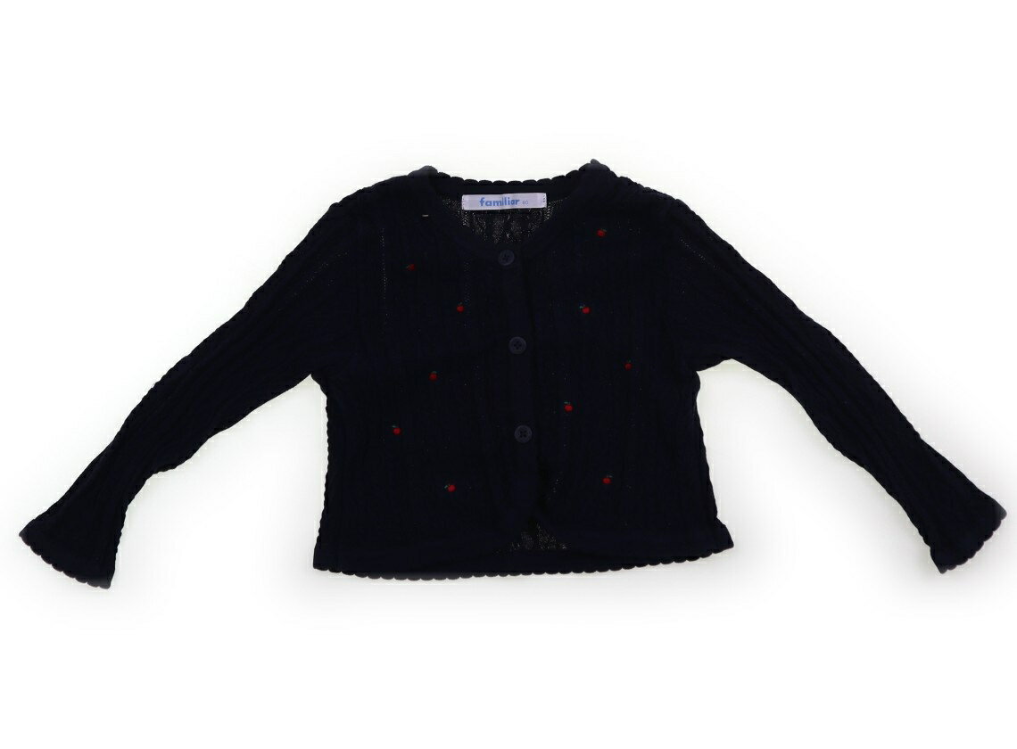 ファミリア familiar カーディガン 80 女の子 ネイビー、リンゴ柄 子供服 ベビー服 キッズ アウトレット ユーズド 【中古】キッズ・ベビー・マタニティ