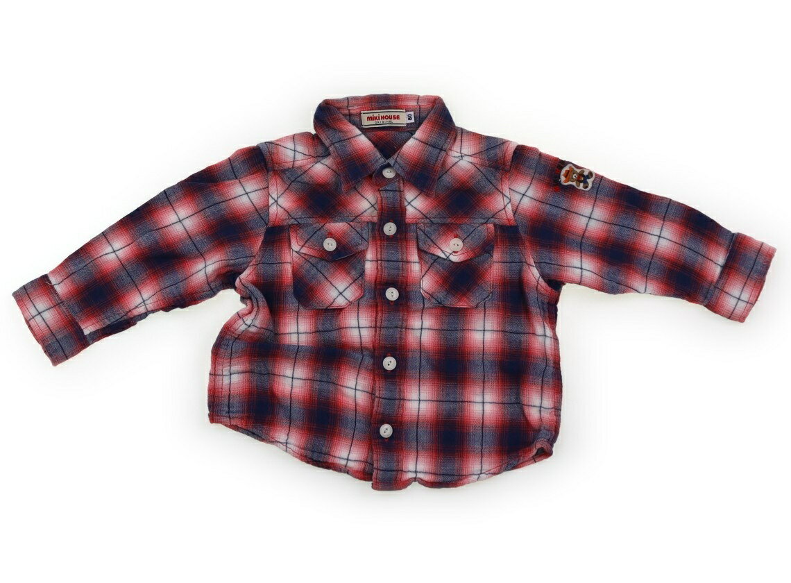 ミキハウス miki HOUSE シャツ・ブラウス 80 男の子 レッド・ネイビー・ホワイト・チェック柄 子供服 ベビー服 キッズ アウトレット ユーズド 【中古】キッズ・ベビー・マタニティ