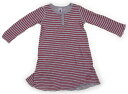 プチバトー PETIT BATEAU ワンピース 90 女の子 グレー マゼンダピンクボーダー 子供服 ベビー服 キッズ アウトレット ユーズド 【中古】キッズ ベビー マタニティ