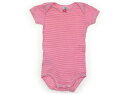 プチバトー PETIT BATEAU ロンパース 70 女の子 ピンク白ボーダー 子供服 ベビー服 キッズ アウトレット ユーズド 【中古】キッズ・ベビー・マタ...