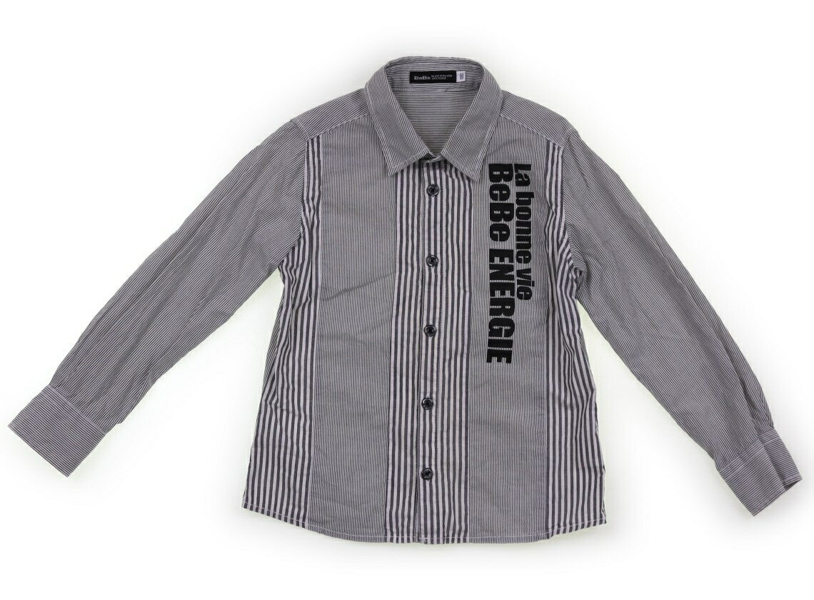 べべ BeBe シャツ・ブラウス 120 男の子 白黒ストライプ 子供服 ベビー服 キッズ アウトレット ユーズド 【中古】キッズ・ベビー・マタニティ
