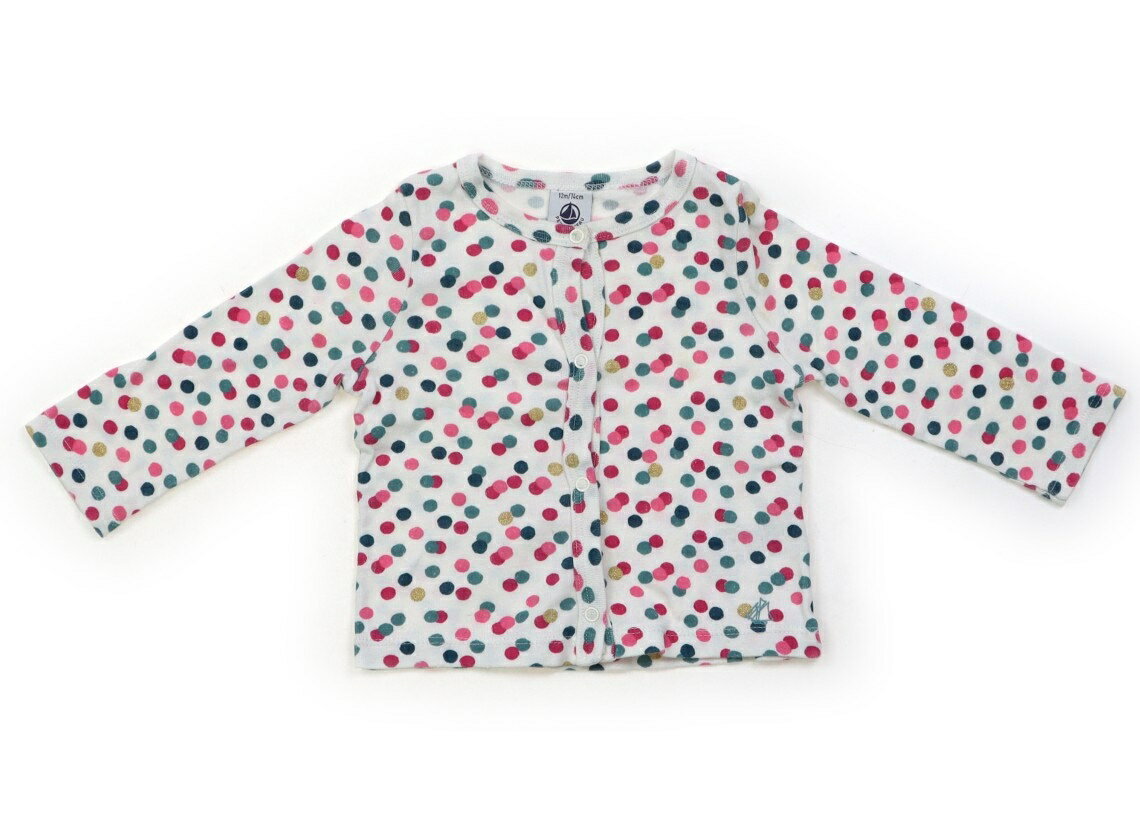 プチバトー PETIT BATEAU カーディガン 70 女の子 グリーン系・ピンク系・ゴールドラメ・水玉 子供服 ベビー服 キッズ アウトレット ユーズド 【中古】キッズ・ベビー・マタニティ