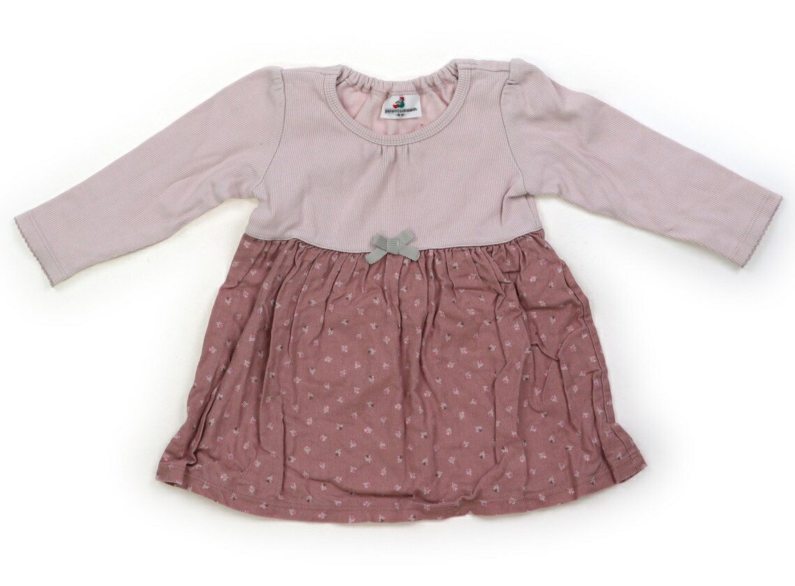 　ブランド 　Parents Dream(ペアレンツドリーム) 　カテゴリー 　ワンピース 　サイズ 　80サイズ 　色 　くすみピンク　 　状態 　★★★ 　記名 　なし 　ジャンル 　Girl カットソー部分はポリウレタン混合のリブ素材。洗いざらし感があり、スカートはシワ感があります。袖口若干黒ずみあり。普段使いにいかがでしょうか。 ＊【状態】【サイズ】に関しての詳しい説明はこちら