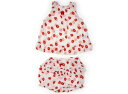 べべ BeBe 上下セット 70 女の子 白、赤い花柄 子供服 ベビー服 キッズ アウトレット ユーズド 【中古】キッズ・ベビー・マタニティ