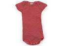 プチバトー PETIT BATEAU ロンパース 70 男の子 赤ボーダー 子供服 ベビー服 キッズ アウトレット ユーズド 【中古】キッズ・ベビー・マタニティ(4)