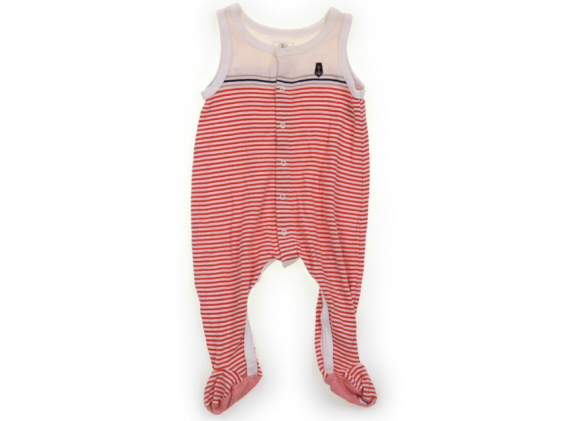 プチバトー PETIT BATEAU オールインワン 60 女の子 オレンジボーダー 子供服 ベビー服 キッズ アウトレット ユーズド 【中古】キッズ・ベビー・マタニティ