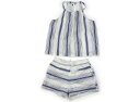 アバクロ Abercrombie 上下セット 120 女の子 オフホワイト・青・ボーダー 子供服 ベビー服 キッズ アウトレット ユーズド 【中古】キッズ・ベビ...