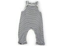 プチバトー PETIT BATEAU ベビーオーバーオール 70 男の子 白ネイビーボーダー 子供服 ベビー服 キッズ アウトレット ユーズド 【中古】キッズ・...