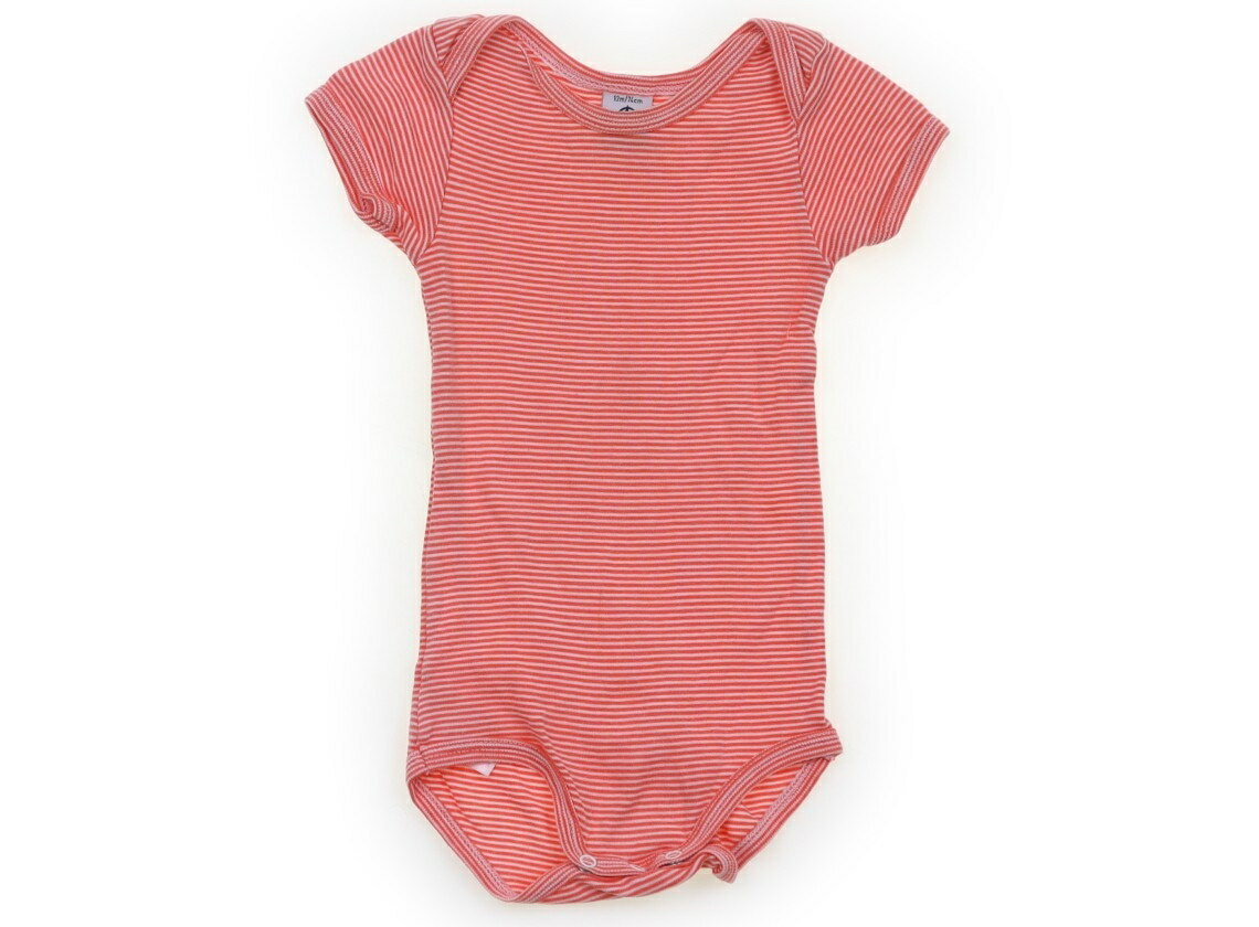 プチバトー PETIT BATEAU ロンパース 70 男の子 朱色・ボーダー 子供服 ベビー服 キッズ アウトレット ユーズド 【中古】キッズ・ベビー・マタニティ