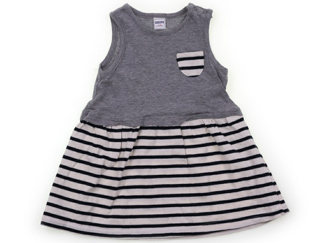 シップス SHIPS ワンピース 90 女の子 グレー、白、ネイビー 子供服 ベビー服 キッズ アウトレット ユーズド 【中古】キッズ・ベビー・マタニティ