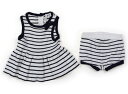 ジャニー&ジャック Janie & Jack 上下セット 50 女の子 ホワイト・ネイビー・ボーダー 子供服 ベビー服 キッズ アウトレット ユーズド 【中古】...