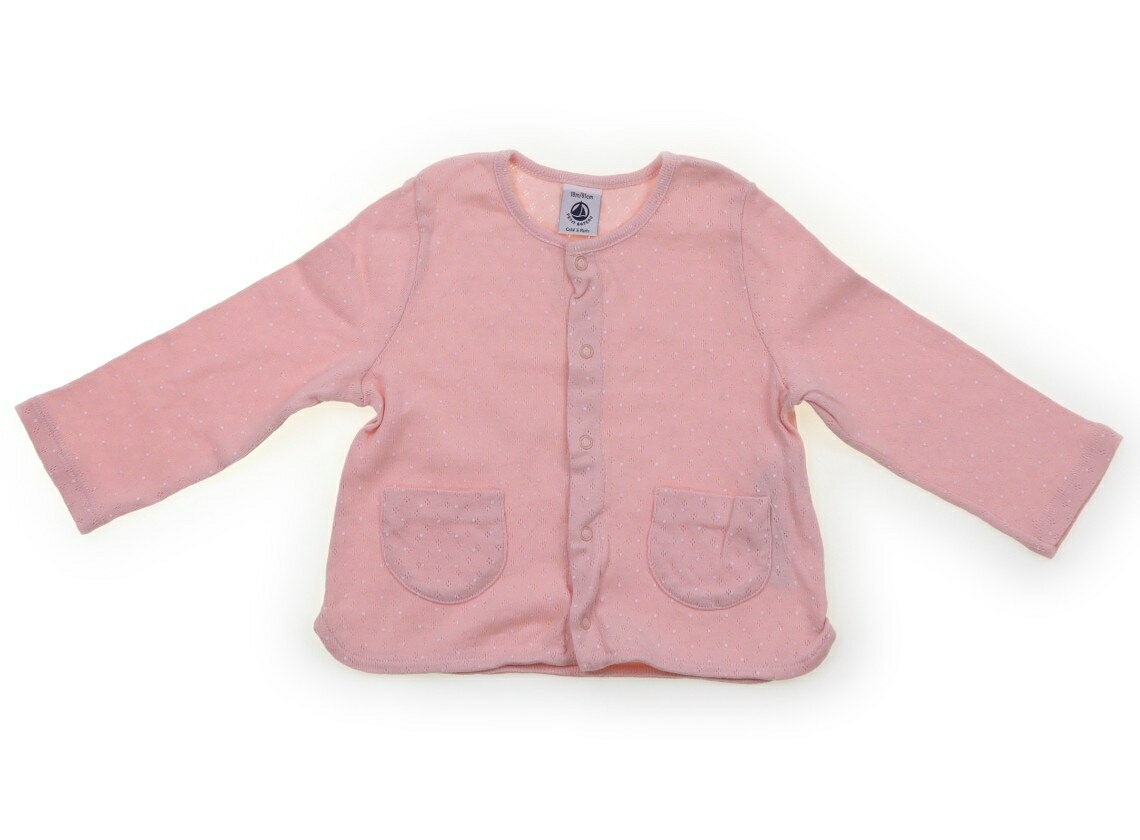 プチバトー PETIT BATEAU カーディガン 80 女の子 ピンク・白水玉 子供服 ベビー服 キッズ アウトレット ユーズド 【中古】キッズ・ベビー・マタニティ