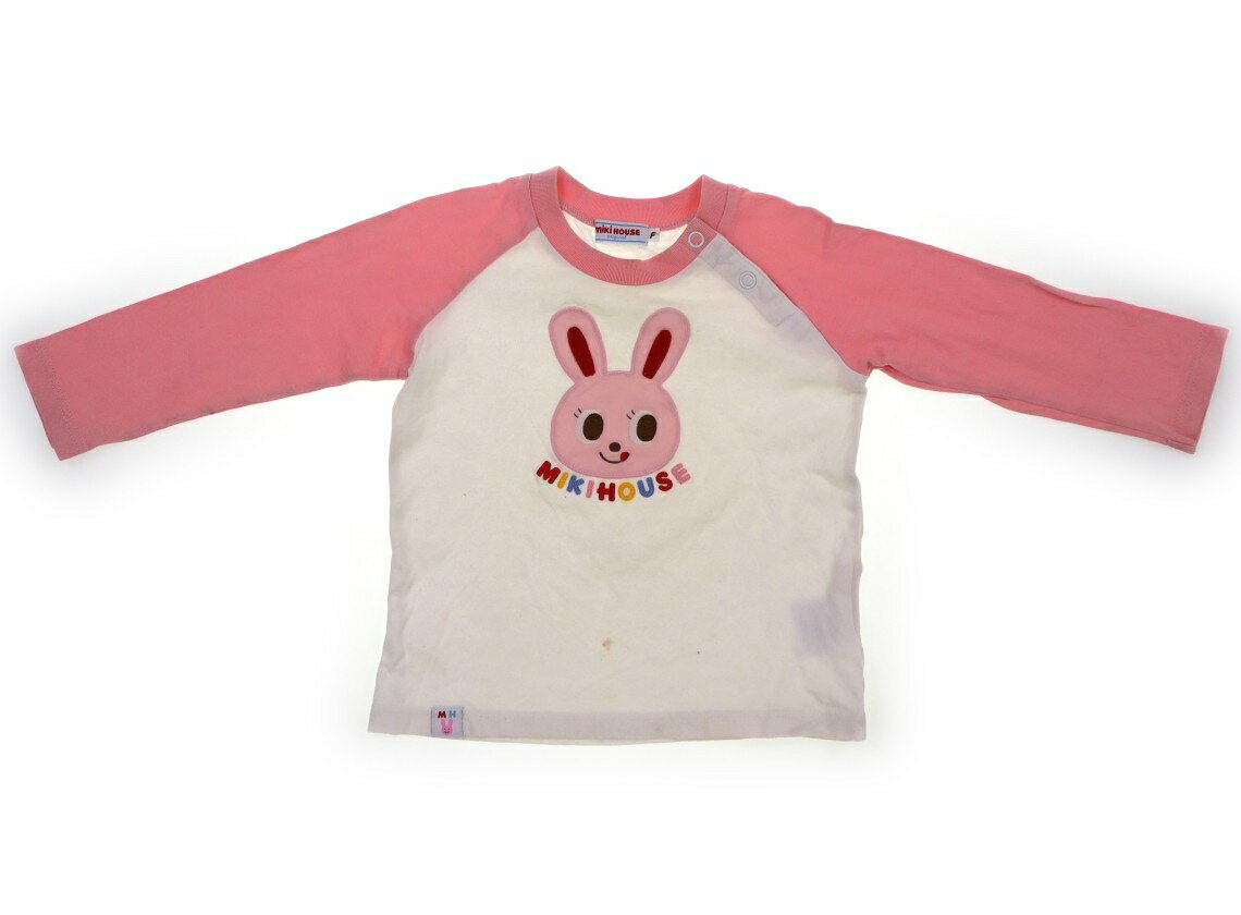 ミキハウス miki HOUSE Tシャツ・カットソー 70 女の子 白 ピンク うさぎ 子供服 ベビー服 キッズ アウトレット ユーズド 【中古】キッズ・ベビー・マタニティ