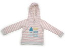 ロキシー ROXY パーカー 110 女の子 ペールピンク オフホワイト ボーダー サーフィン 子供服 ベビー服 キッズ アウトレット ユーズド 【中古】キッズ...