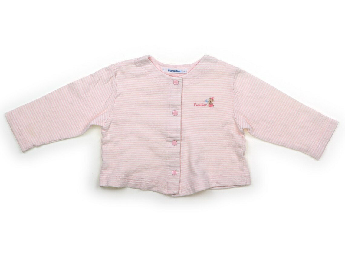 ファミリア familiar カーディガン 80 女の子 パステルピンク、白、ボーダー 子供服 ベビー服 キッズ アウトレット ユーズド 【中古】キッズ・ベビー・マタニティ