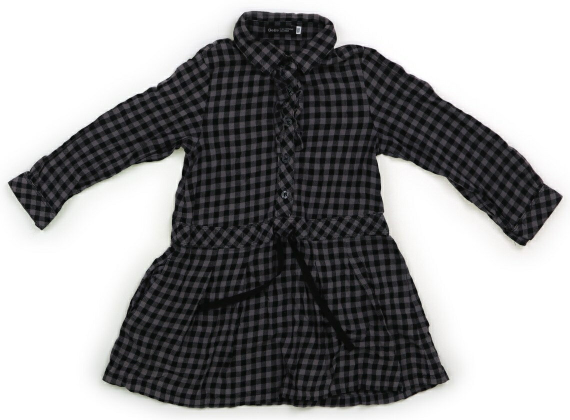 べべ BeBe ワンピース 100 女の子 黒、グレー、チェック、フリル 子供服 ベビー服 キッズ アウトレット ユーズド 【中古】キッズ・ベビー・マタニティ
