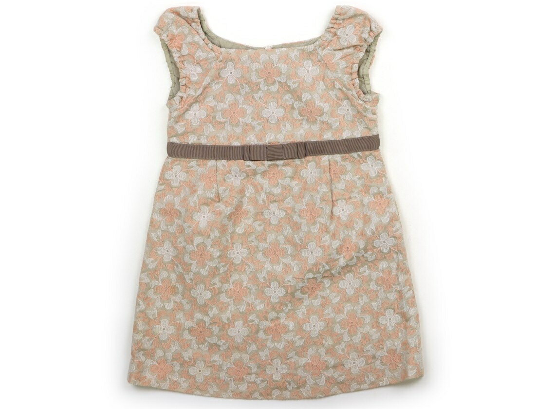 トッカ Tocca ジャンパースカート 90 女の子 ベージュ、ピンク・白の花刺繍 子供服 ベビー服 キッズ ア..