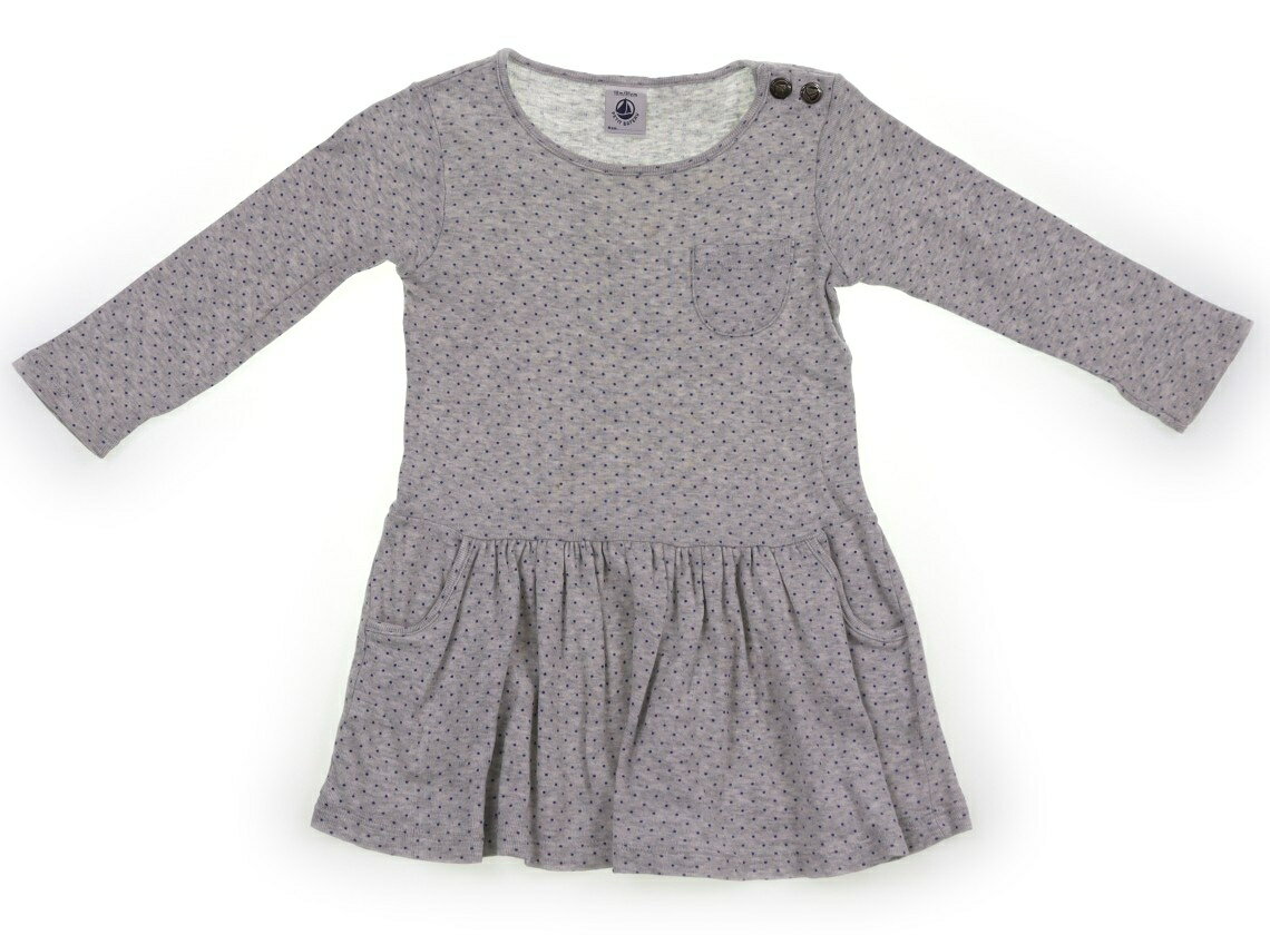 プチバトー PETIT BATEAU ワンピース 80 女の子 ライトグレー・ブルードット 子供服 ベビー服 キッズ アウトレット ユーズド 【中古】キッズ・ベビー・マタニティ