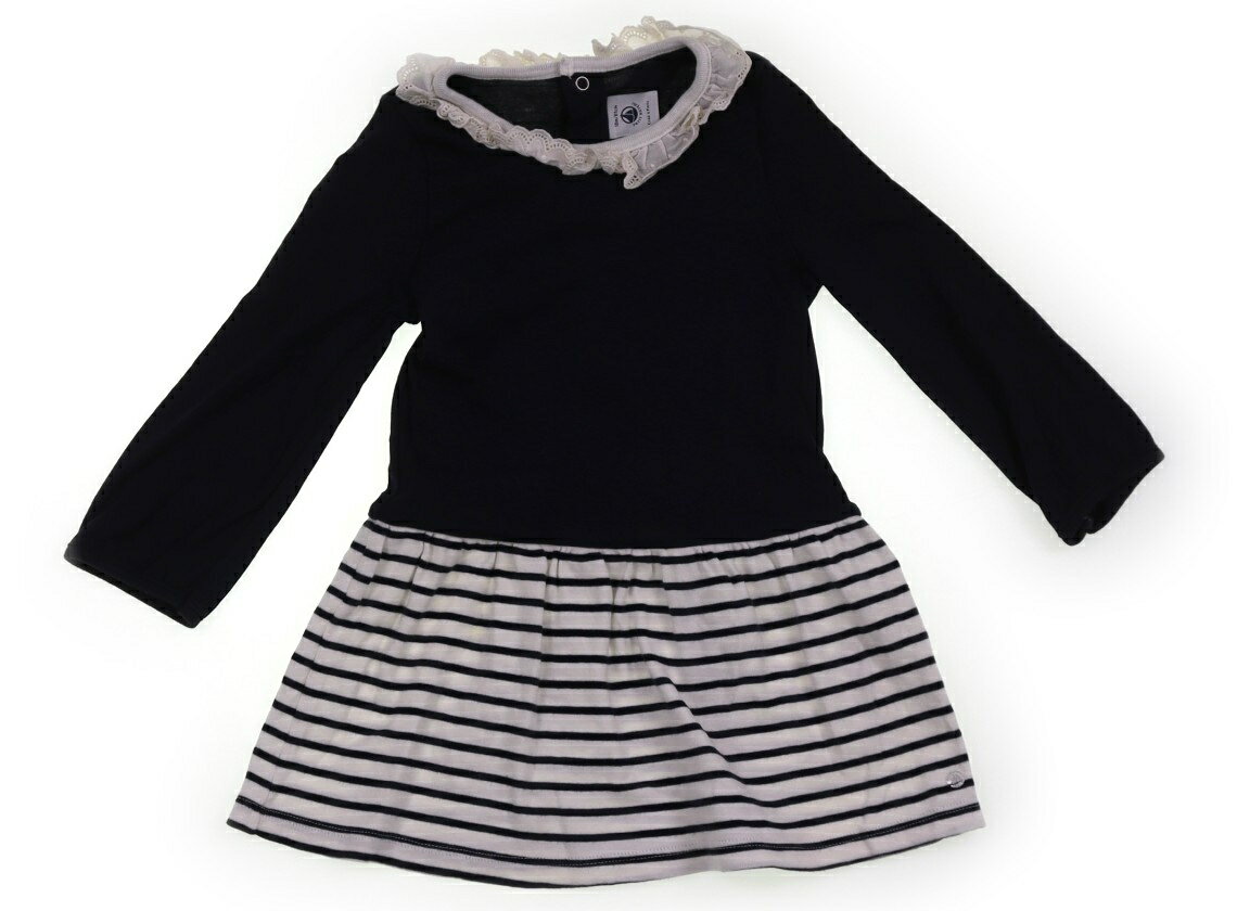 プチバトー PETIT BATEAU ワンピース 80 女の子 ボーダー、白、ネイビー 子供服 ベビー服 キッズ アウトレット ユーズド 【中古】キッズ・ベビー・マタニティ